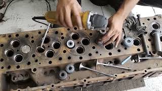 Diesel engine 6 cylinder head valve seat Resurfacing engine reparing [upl. by Aidyn]