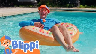 Blippi Stays Cool in the Pool  Blippis Stories and Adventures for Kids  Moonbug Kids [upl. by Adeirf]