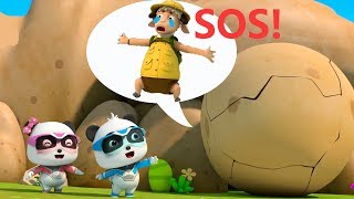 Super Pandas Chased by a Big Rock  Super Panda Rescue Team  Kids Song  BabyBus Cartoon [upl. by Hambley]