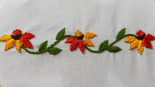 Simple amp very Easy Borderline Embroidery Design [upl. by Nyledam521]