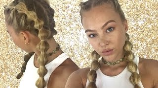 How To Bubble Braid Your Own Hair Tutorial  Hollie Hobin [upl. by Enoyrt383]