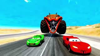 Epic Escape Lightning Mcqueen 🆚 All Big Giant Monster Mutant Cars Eater  Coffin Dance Song COVER [upl. by Yrailih]