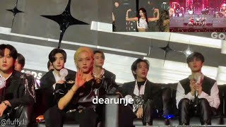 240106 Stray Kids amp ENHYPEN REACTION TO LE SSERAFIM x YB  UNFORGIVEN  Fire in the belly  GDA 2024 [upl. by Messab]