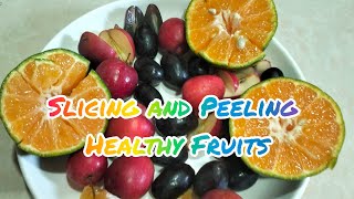 PEELING SLICING SATISFYING HEALTHY FRUITS STRAWBERRYAPPLE BLACKGRAPES CITRUS [upl. by Senilec]