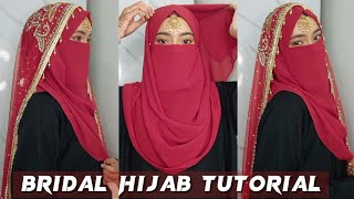 Bridal Hijab Tutorial  Hijab With Niqab  Hijab Style For Bridal Full Coverage 2024❤ [upl. by Savihc]