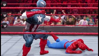 Spiderman Vs Captain America WWE Live 2K24 shorts wwe shortsfeed [upl. by Aisyat121]