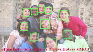 Face Detection Comparison  Haar Deep Learning HoG and MMOD [upl. by Anneres]