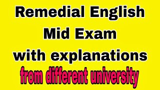 🔴Remedial English Mid Exam with explanationsEthiopia ebstv [upl. by Burnight90]