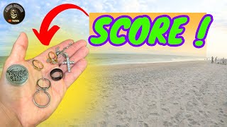 Beach Metal Detecting Jackpot  Equinox 700 Uncovers 4 Rings amp Silver Necklace With a Cross [upl. by Reidar]