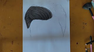 How to sketch boy hair  charcoal hair pencil sketching  Male hair drawing [upl. by Buff730]