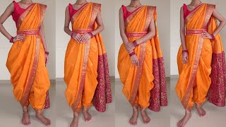 Dhoti Saree Draping  Maharashtrian kashta Saree Draping  GroomingwithUtkarsha [upl. by Currier30]