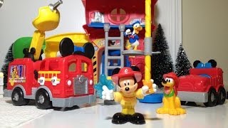 MICKEY MOUSE CLUBHOUSE Fire Station Fire Truck Unboxing and Review [upl. by Ativahs]