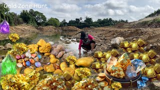 Amazing Finding Natural Gold Diamond Amethyst Diamonds Quartz Crystal at the river [upl. by Lahcsap]