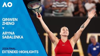 Qinwen Zheng v Aryna Sabalenka Extended Highlights  Australian Open 2024 Final [upl. by Previdi586]