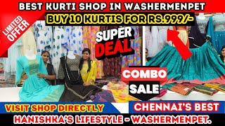 😍 Diwali Combo Offer  Kurti Shop 😍 Hanishkas Lifestyle old Washermenpet  Priya just now fashion [upl. by Namruht722]