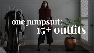 One Jumpsuit 15 Outfit Ideas  How to Style Wardrobe Essentials  Capsule Closet [upl. by Gleason848]