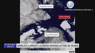 Worlds largest iceberg moving after 30 years [upl. by Ocire150]