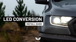 How to install STEDI LED headlight Conversion kit Copper Head Instructions [upl. by Inalawi]