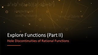 Concept Video Hole Discontinuities of Rational Functions [upl. by Hgiellek]