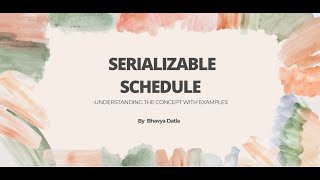 Understanding Serializable Schedules in DBMS Conflict amp View Serializability Explained [upl. by Mccready]