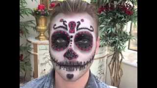 Halloween Male Crystal Sugar Skull Makeup Tutorial by Tania Alboni [upl. by Meeki983]