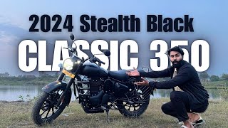 New RE Classic 350 Stealth Black Review  2024 Classic 350 new model Details [upl. by Siskind]