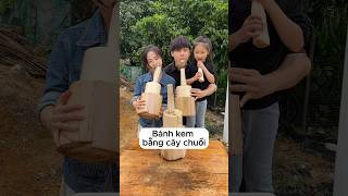 Làm bánh kem bằng thân cây chuối shorts [upl. by Nylqcaj]