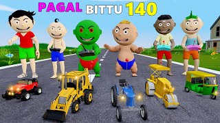 Pagal Bittu Sittu 140  Jcb Tractor Wala Cartoon  Gadi Wala Cartoon  Bittu Sittu Toons [upl. by Aurthur548]