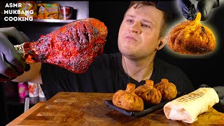 TANDOORI TURKEY FRIED KHINKALI SHAWARMA ASMR MUKBANG REAL SOUND [upl. by Adelaide13]