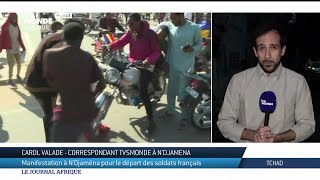 Tchad  manifestation pour le départ des soldats français [upl. by Anselmi]