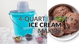 ICMP400BLUE  4Quart Electric Ice Cream Maker with Easy Carry Handle [upl. by Dollar603]