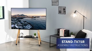 STANDTV75R Mobile Easel Stand with Shelf for 49” to 75” TVs Assembly by VIVO [upl. by Castora800]