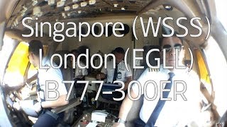 Singapore  London  Cockpit View of Garuda Indonesia B777300ER [upl. by Adnohsed]