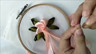 Simple Flower Ribbon Embroidery Tutorial [upl. by Lorilyn]