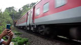 🚨Kokan railways in 4K 60FPS 22116 KARMALI  LTT AC express hurries towards Sangameshwar road 🚨 [upl. by Anerdna]