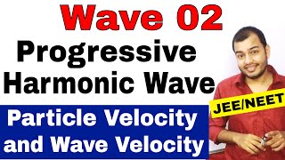 Waves 02  Plane Progressive Harmonic Wave Equation  Particle Velocity and Wave Velocity JEENEET [upl. by Haridan]