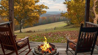 Autumn Forest Retreat 🍁 Firepit Gentle Rustling Leaves amp Nature Sounds for Ultimate Relaxation [upl. by Haswell]