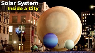 If the Solar System Fit Inside a City  Solar system size comparison  first person view [upl. by Pavlish]