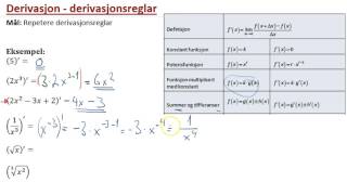 R1 Derivasjon derivasjonsreglane [upl. by Akcirederf605]