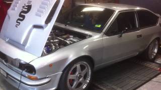 Alfa Alfetta GT Turbo Dyno Tune 17psi BP98 300hp Wheels [upl. by Earla]