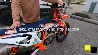 FIRST START 20215 KTM FACTORY EDITION 450 SXF  ANOTHER FLASHING LIGHT [upl. by Gunthar264]