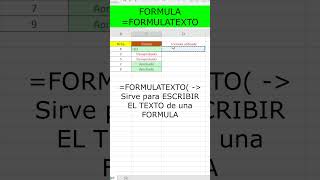 Como usar la Funcion FORMULA TEXTO en Excel excelformulas exceltip exceltutorial excelbasico [upl. by Esekram387]