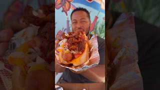 Trying the LEGENDARY Pinks Hot Dogs foodie foodvlog losangeles foodreview hotdog eating la [upl. by Hgielrac]