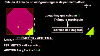 El típico problema del área del octógono Teorema de Pitágoras  Animado con GeoGebra [upl. by Byler]