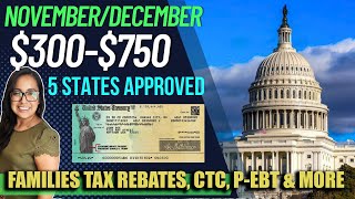 NEW STIMULUS CHECK IN NOVEMBER AND DECEMBER 2023 750 REBATES amp 300 GRANT 5 STATES [upl. by Balthazar]