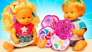 Tolle Spiele für Kinder mit Nenuco Puppen Drei Puppen Videos mit Irene Puppen Kindergarten [upl. by Charry686]