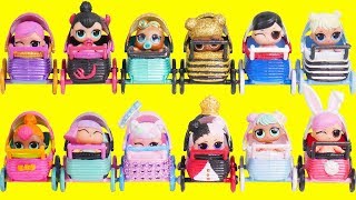 LOL Surprise Dolls Mix Custom Strollers with Lil Sister Fuzzy Pets  Toy Egg Videos [upl. by Artened]