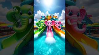 ❤️ Evolution of Catapillar Water Slider Park Three Elephant 🥰 cat cute love shorts [upl. by Ikkaj238]