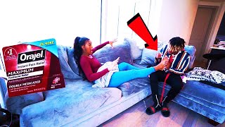 ORAJEL FEET MASSAGE PRANK ON GIRLFRIEND SHE WENT NUMB EVERYWHERE [upl. by Calvano450]