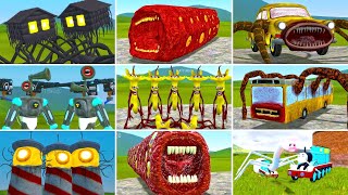 EPIC MONSTER BATTLE HOUSEHEAD TRAINEATER BUS EATER CAR EATER CURSED SIREN HEAD in Garrys Mod [upl. by Tami]